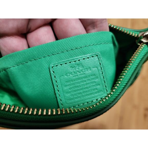 COACH Green Pebbled Leather Crossbody North South Swing Pack Skinny Bag 52348 - Picture 4 of 16